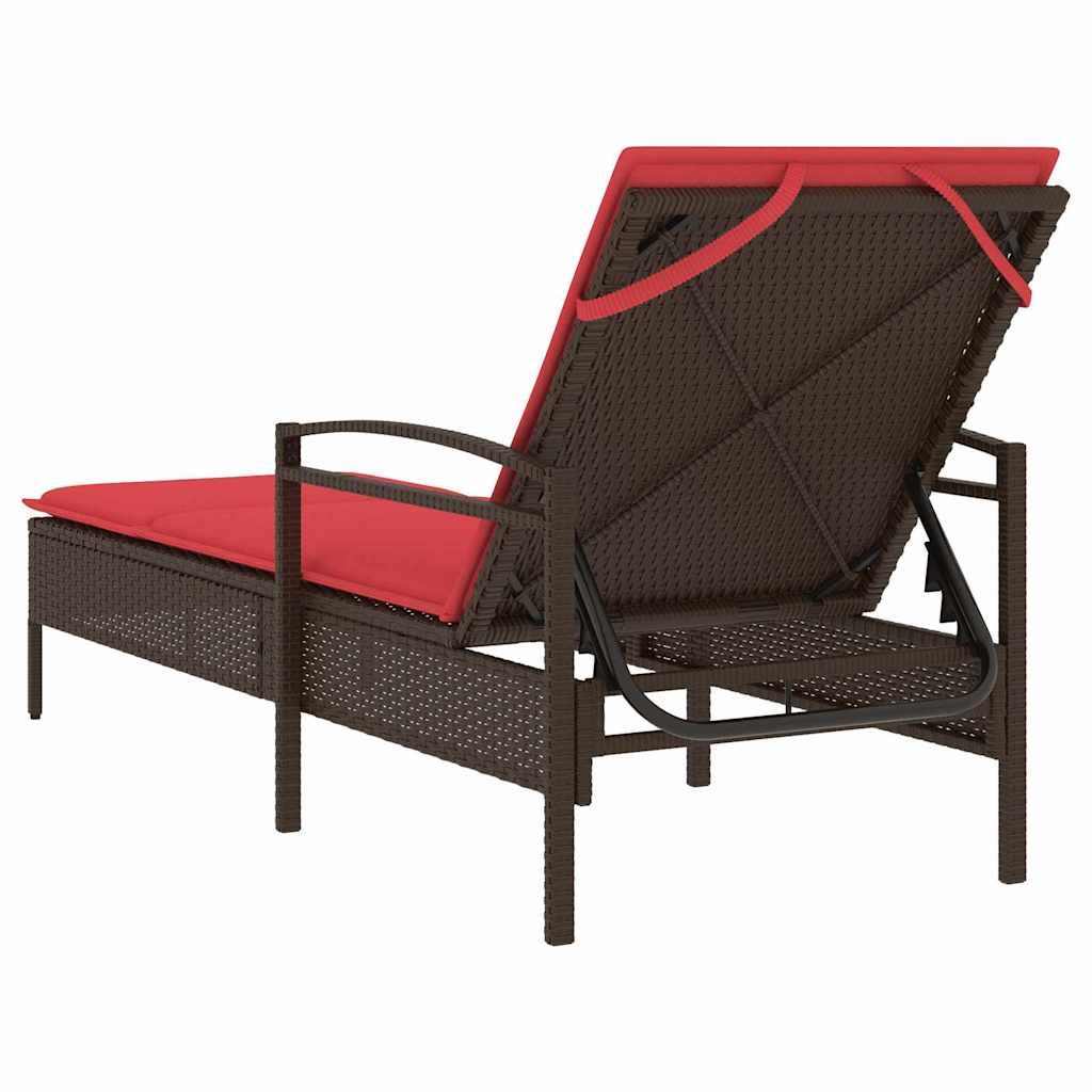 With Cushions Brown 63 X 200 X 81 Cm, Poly Rattan