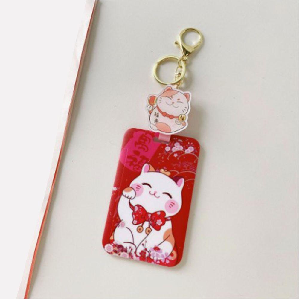 

Kawaii Fortune Cat ID Card Protection Cover Card Holders Retractable Card Case