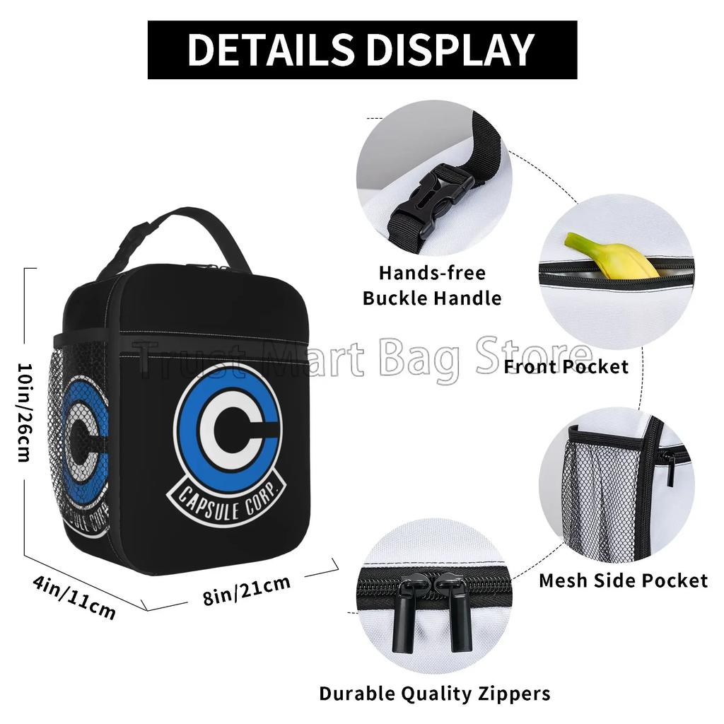 Cool Z Capsule Ii Corp Dragon Insulated Lunch Bag Leakproof Bento Tote for Adults Boys Girls Reusable Cooler Thermal Lunch Bags