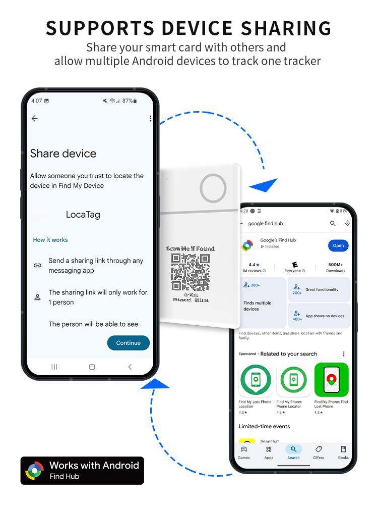RSH Wireless Charging GPS Tracking Card Locator Google Certified Android Tracker for Xiaomi Vivo QR Code Anti Loss Smart Tag