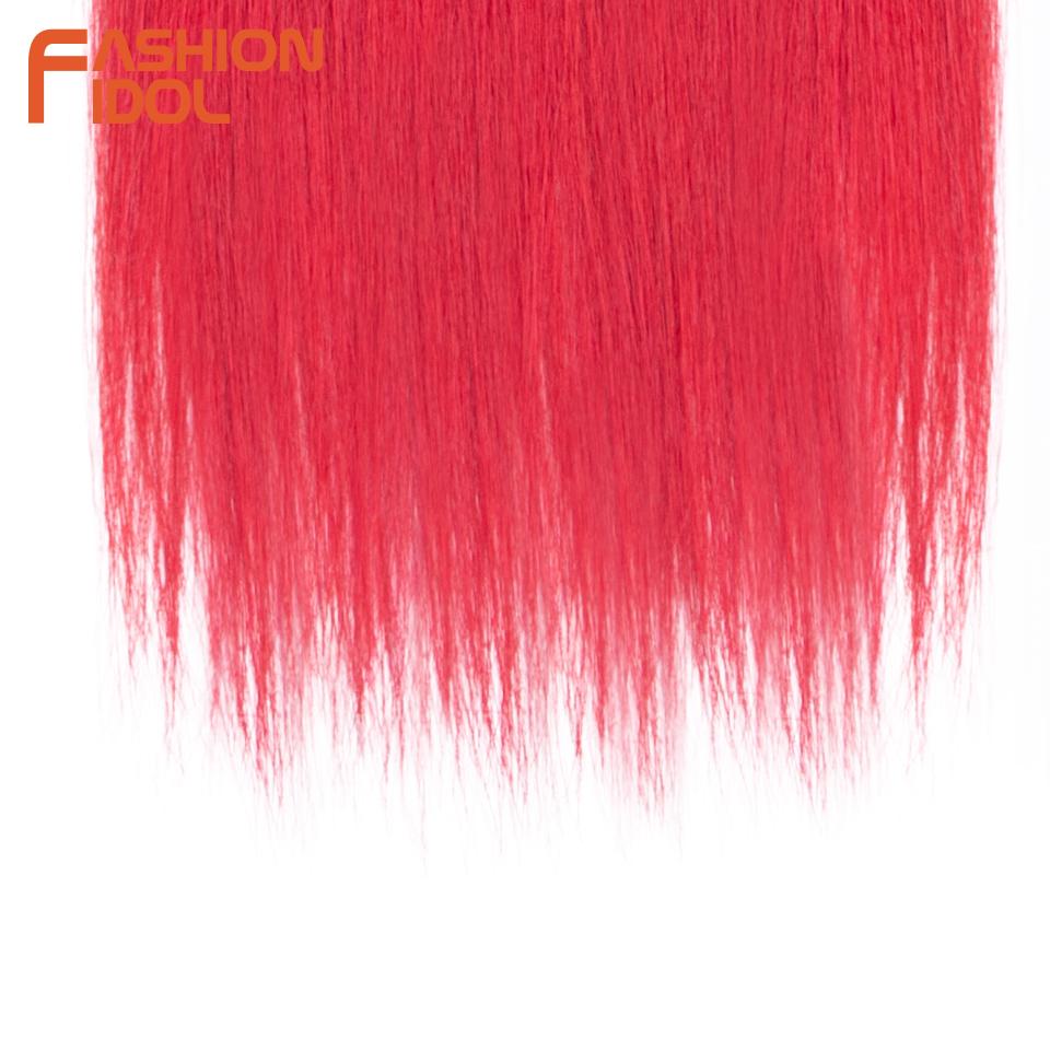 FASHION IDOL Synthetische Haarsträhnen 30 Zoll Salon Yaki Glattes Haar Ombre Rot Hochtemperaturfaser Pferdeschwanz Haarverlängerungen