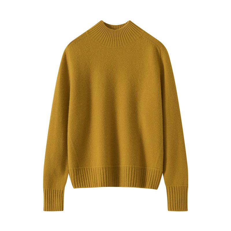 Women's Pure Cashmere Saddle Shoulder Turtleneck Sweater - Warm and Versatile for Autumn & Winter