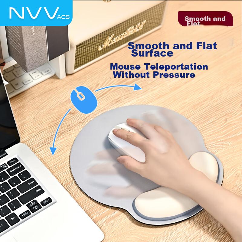 NVV Mouse Wrist Rest Pad, Wrist Support Handrest Mouse Pad, Memory Foam Non-Slip Integrated Office Typing Ergonomic Office Mouse Pad, M7 Silver Gray