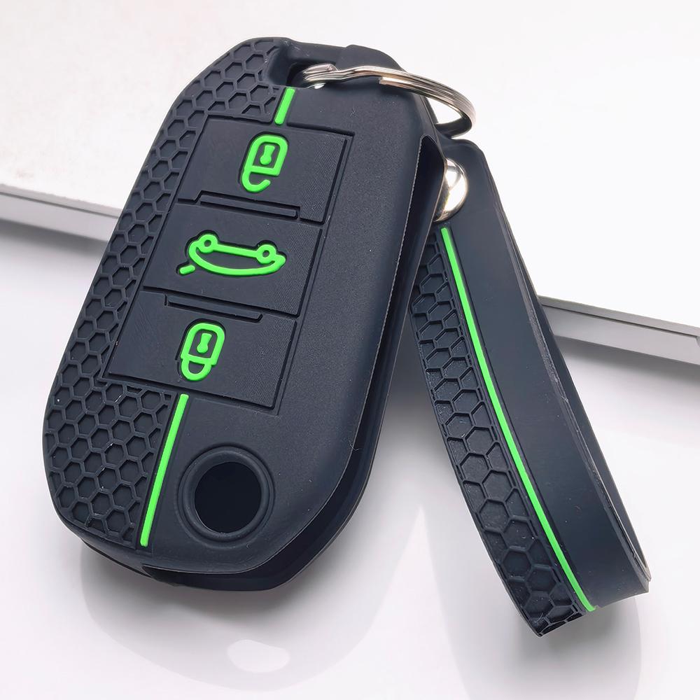 Key Fob Cover for Peugeot 3008 5008 208 308 408 508 4008 C3 with Keychain Anti-Scratch Surface Shockproof Structure Soft Grip Texture
