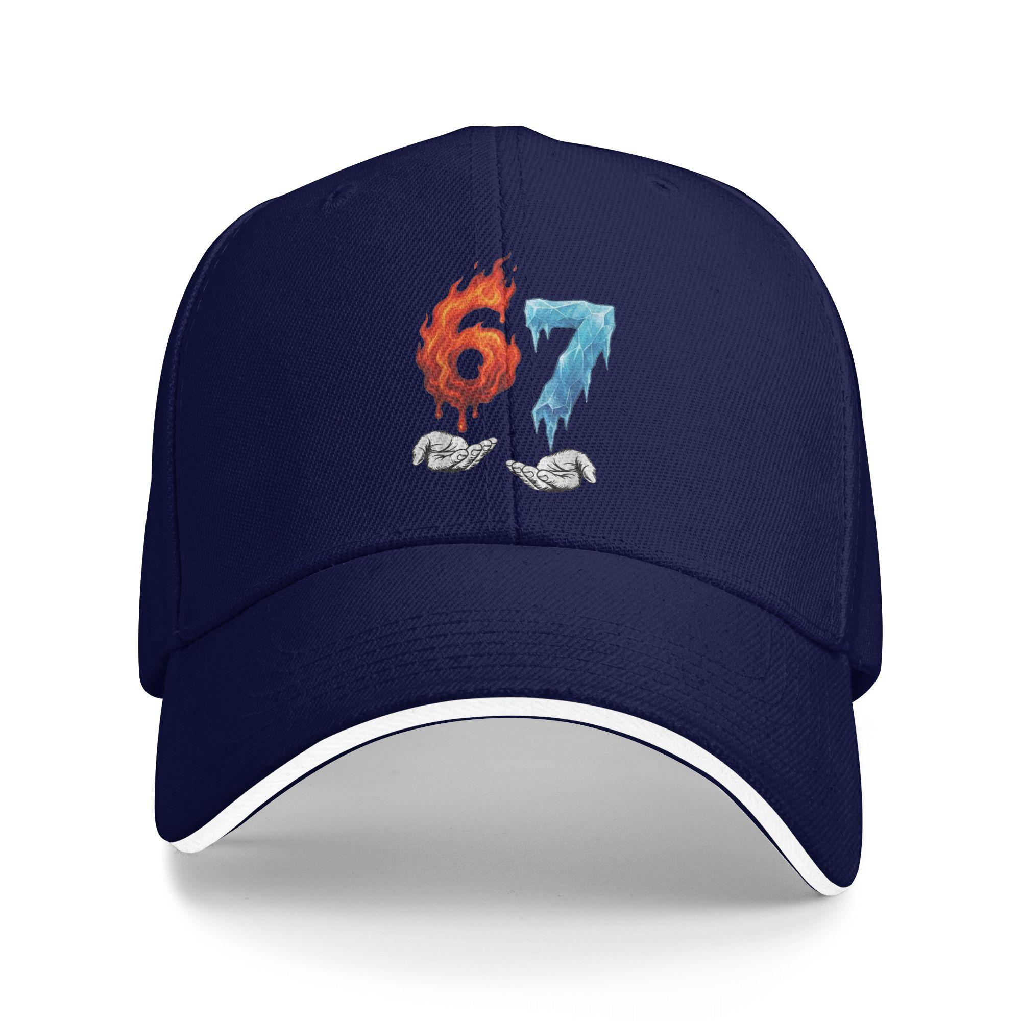 

6 7 Meme Six Seven Ice 67 Flames Funny Sun Baseball Cap Summer Fashion Trucker Hat For Men Women Hiking Fishing Baseball Caps One Size темно-синього кольору