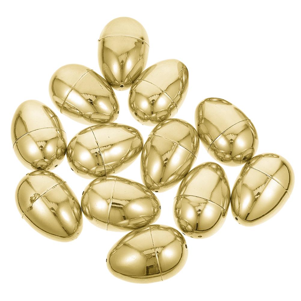 

12 Pcs Golden Fillable Plastic Jumbo Lottery Decorations Party Supplies Egg Wrapping Boxes Candy Favors Bauble For Hanging Diy 6.00X4.00X4.00CM золотистий