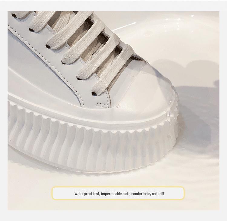 Women's Genuine Leather Thick-Soled White Shoes, Spring 2026 New Arrival, Versatile Platform Sneakers That Slim the Feet.