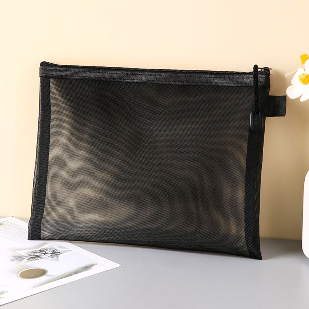 Mesh Pen Bag Nylon Document Bag Office School Supplies Zipper Pencil Case  Stationery