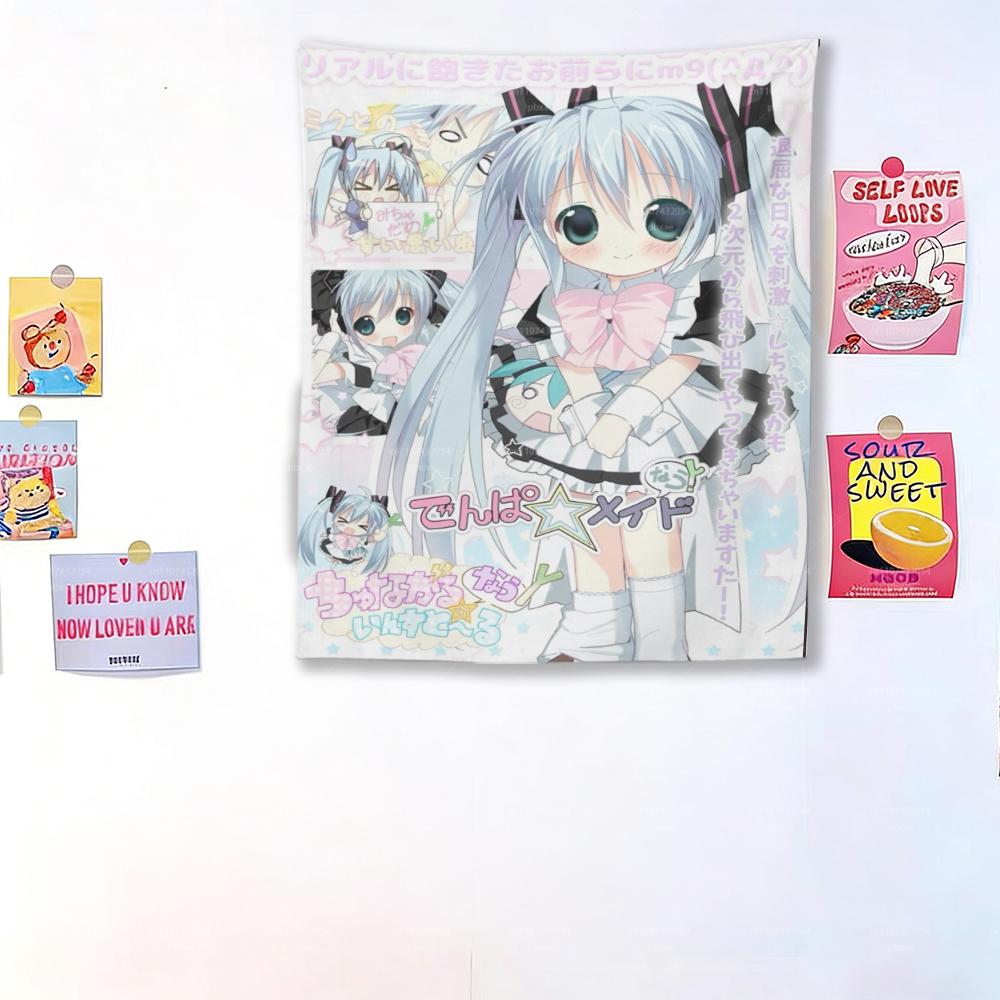 Y2K Anime Girl Tapestry Pastel Aesthetic Wall Hanging for Dorm Decor