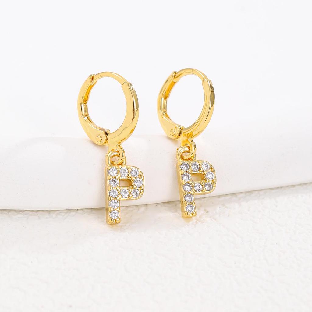 European and American Fashion Gold-Plated Zircon Letter Earrings for Women