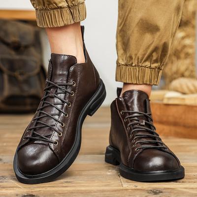 Fashion Casual High Top Men's Leather Shoes Fashion Designer Style Leisure Business Party Daily Office Quality Groom's Black Shoes