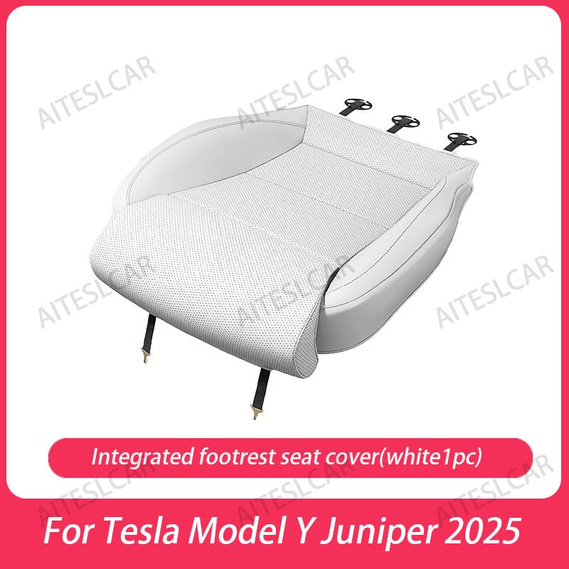 

For New Tesla Model Y Juniper 2025 + Car Seat Extender Cushion Leg Support Pillow Memory Foam Knee Pad Driver Protector Mat White 1pc