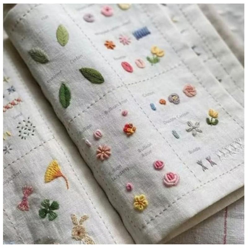 Linen Needlework Loose Leaf Book Organizers Portable for Sewing Tool Storage