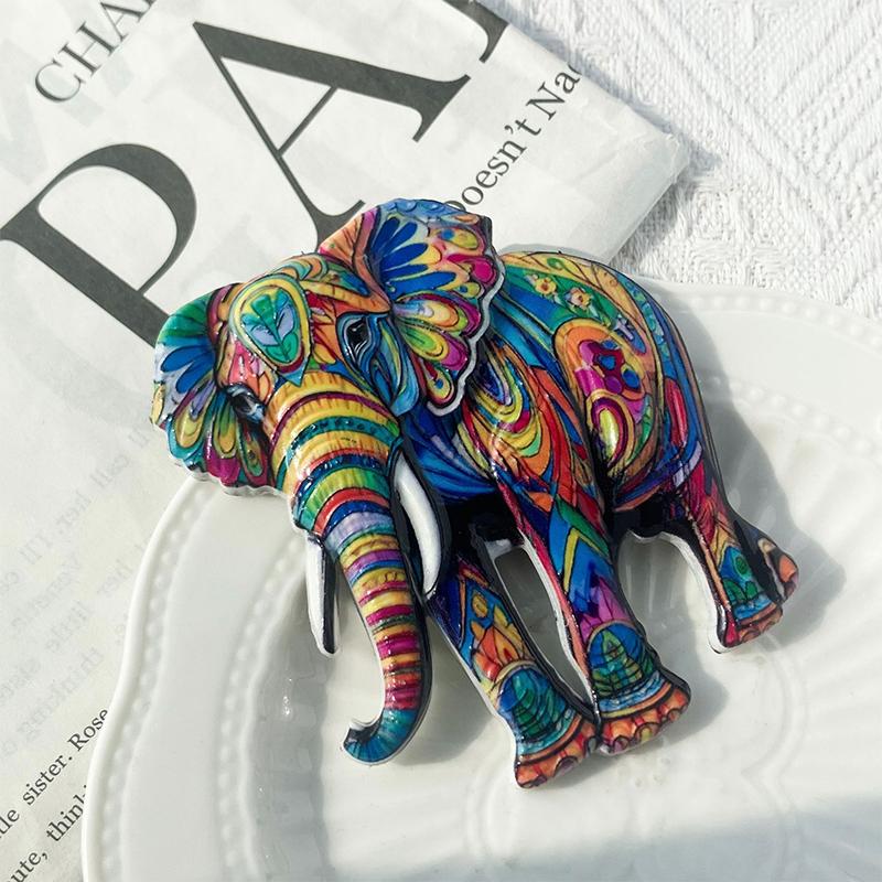 Cute Elephant Bohemian Pattern Resin Relief Magnet Traditional Design Stereo Relief For Refrigerator Travel Souvenir Magnetic