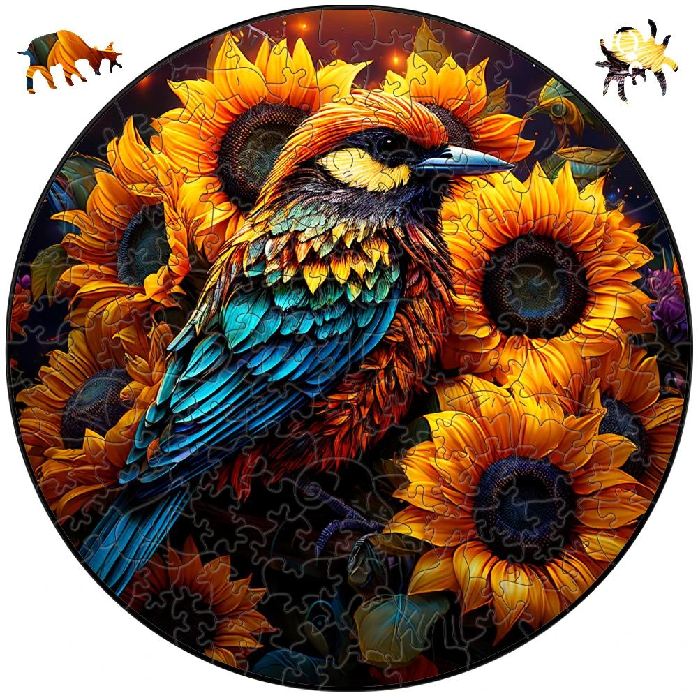 Non-Toxic Jigsaw Animals Wooden Puzzle For Kids And Adults Wooden Crafts Colorful And Round Shaped Tiger Rabbit Cat Wood Craft Toys