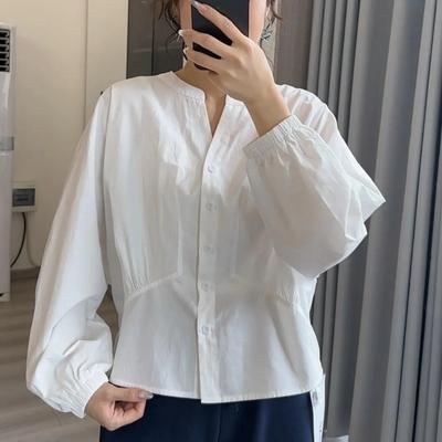 Ropa de Mujer Coreana Casual Otoño Nueva Moda Camisa Holgada Cuello Redondo Adelgazante Top Blusas