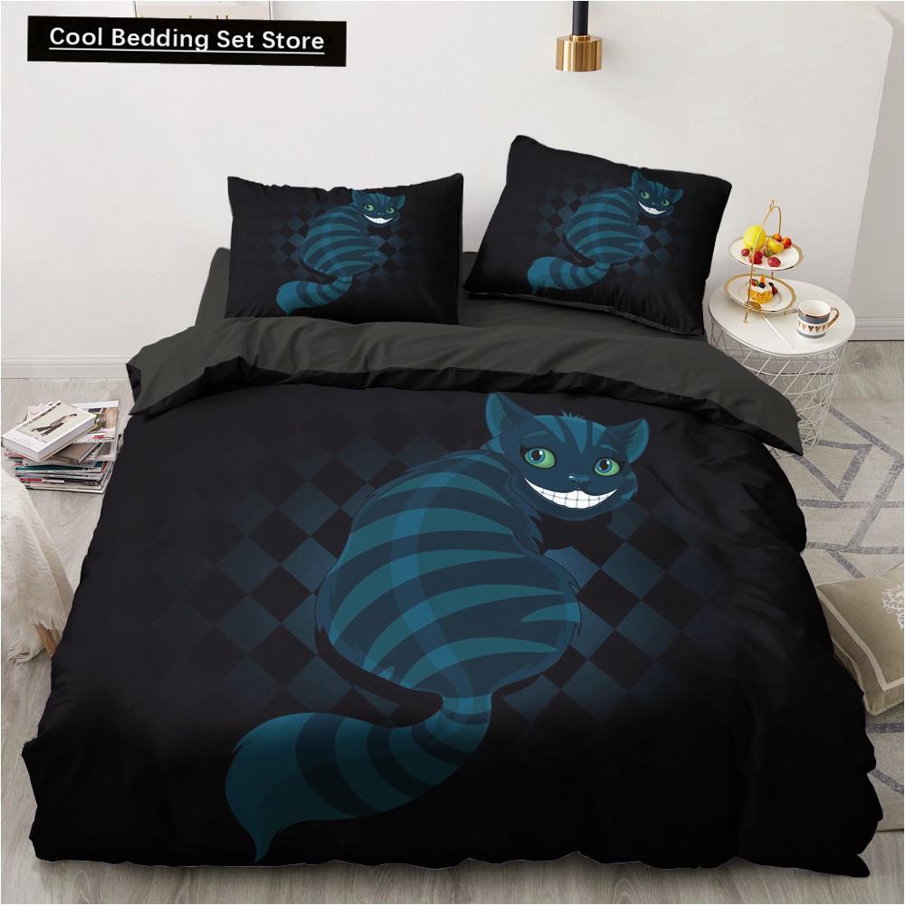 Dog Cat King Queen Duvet Cover Pet Kitty Puppy Bedding Set for Kids Teens Adults Lovely Animals Blue Soft 2/3pcs Quilt Cover