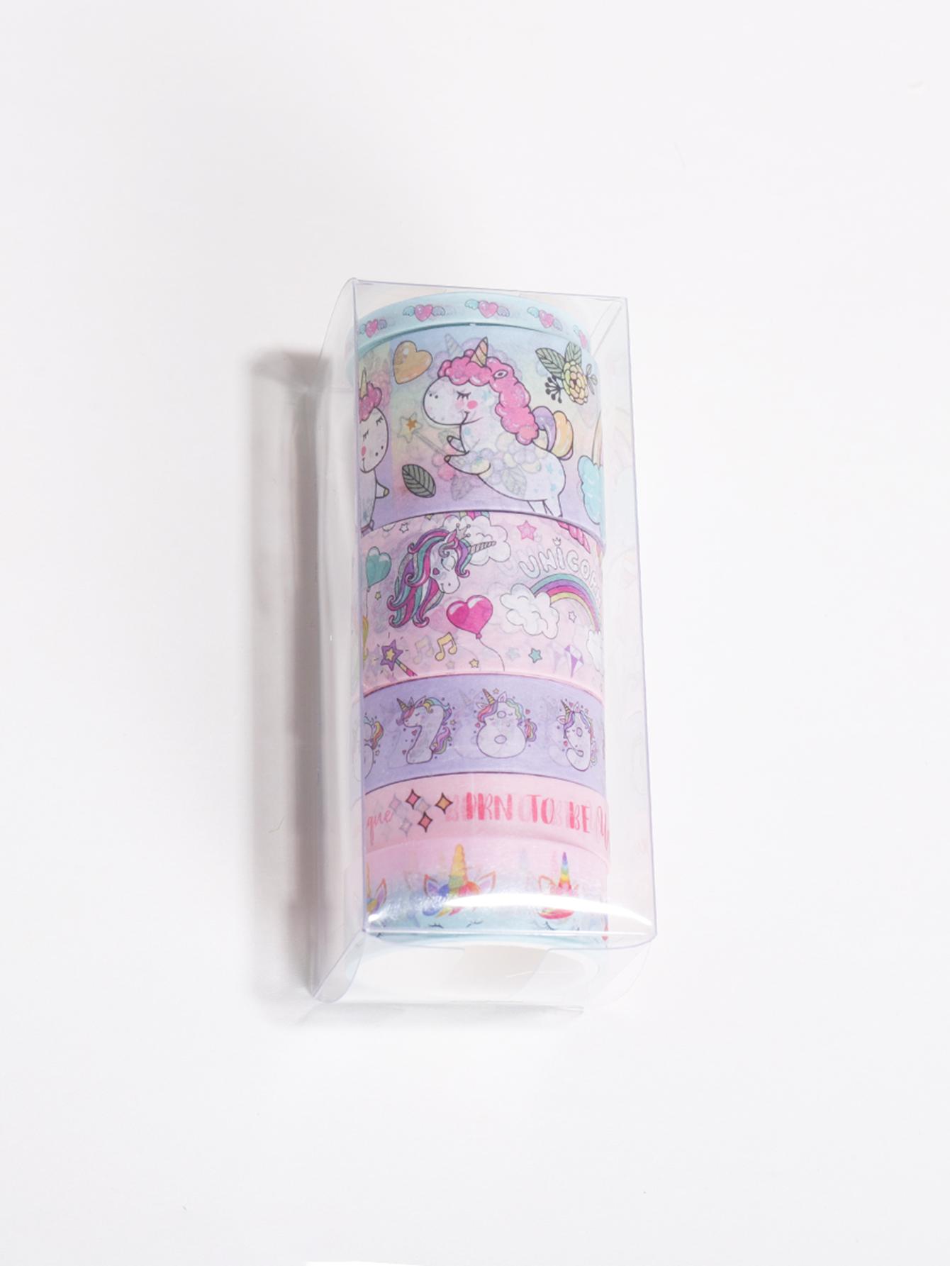 

6rolls-volume cute washi tape set, exquisite unicorn pattern cartoon tape, scrapbook planner decoration, DIY stationery