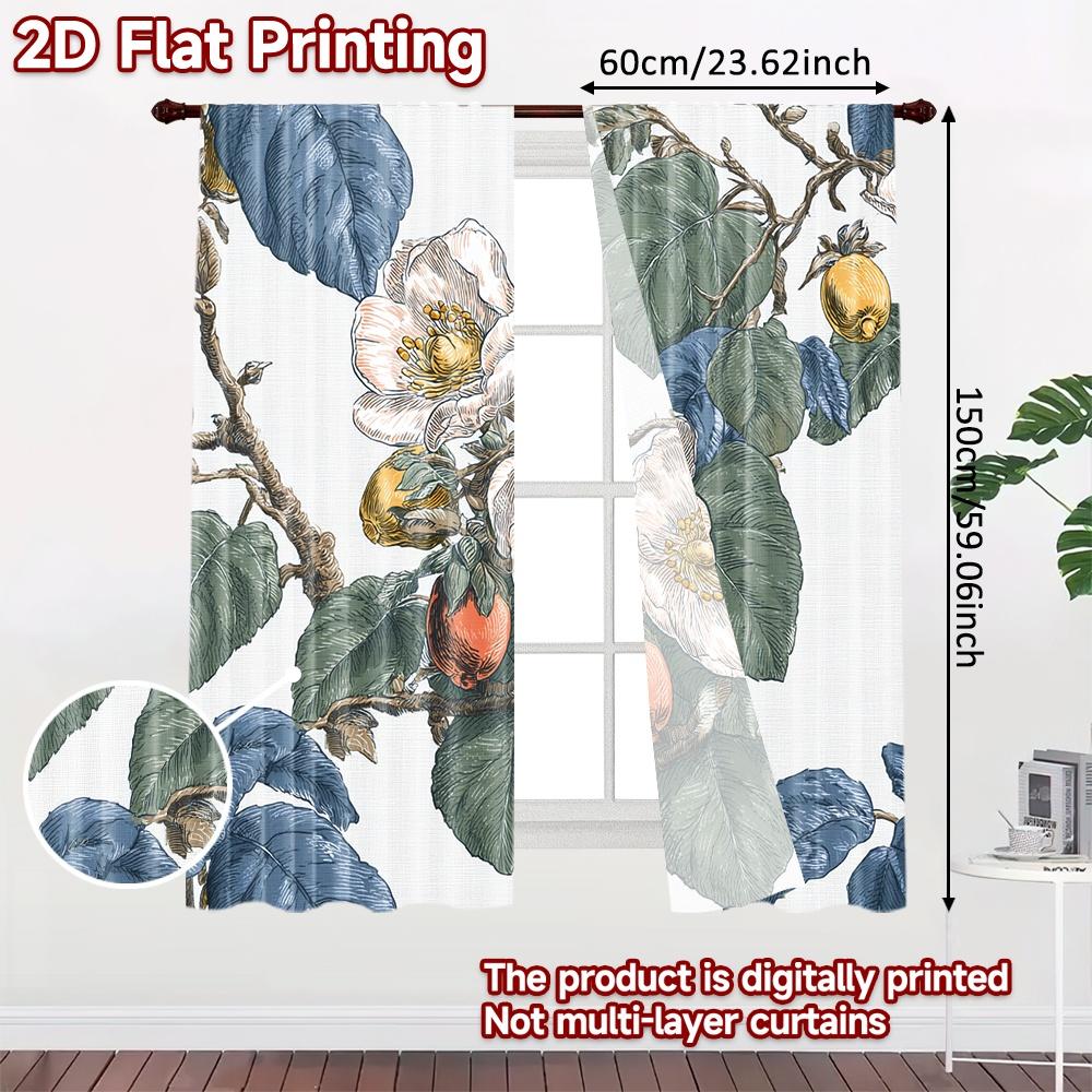 2D FLAT PRINTING 2pcs Curtains (Without Rod) Floral Garden Design (2) Ramadan holiday curtains with digital printing Versatile