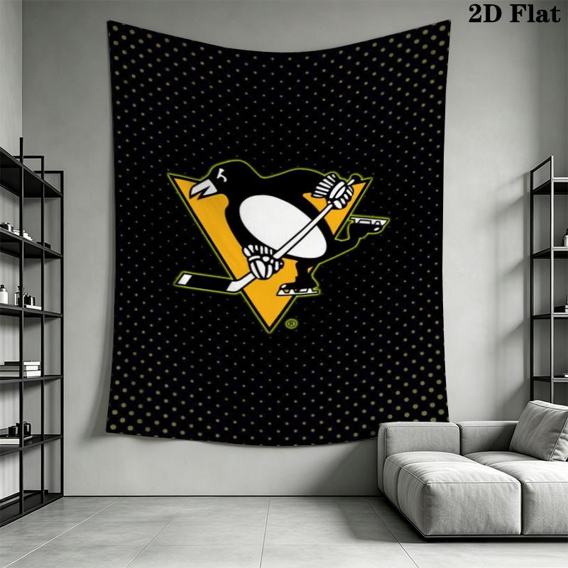 Pittsburgh Penguins Wall Tapestry Aesthetic Wall Hanging Printed Fabric Blanket Decorative Tapestries for Bedroom Living Room Home Decor