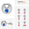 ABUS Discus Cylinder Stainless Heavy-Duty Padlock, Steel, 24IB-70