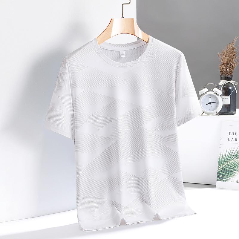 Camiseta de Manga Corta de Seda de Hielo Camuflada para Hombre, Camiseta Fina Holgada de Secado Rápido, Ropa Deportiva para Correr, Top Elástico para Hombre, Talla Grande