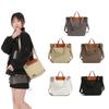 Canvas Tote Bag with Leather Trim and Adjustable Shoulder Strap Stylish Women's Handbag for Daily Use and Work