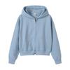 Korean Style Womens Short Hooded Zip-Up Cotton Blend Sweatshirt Loose Fit Winter Casual Top
