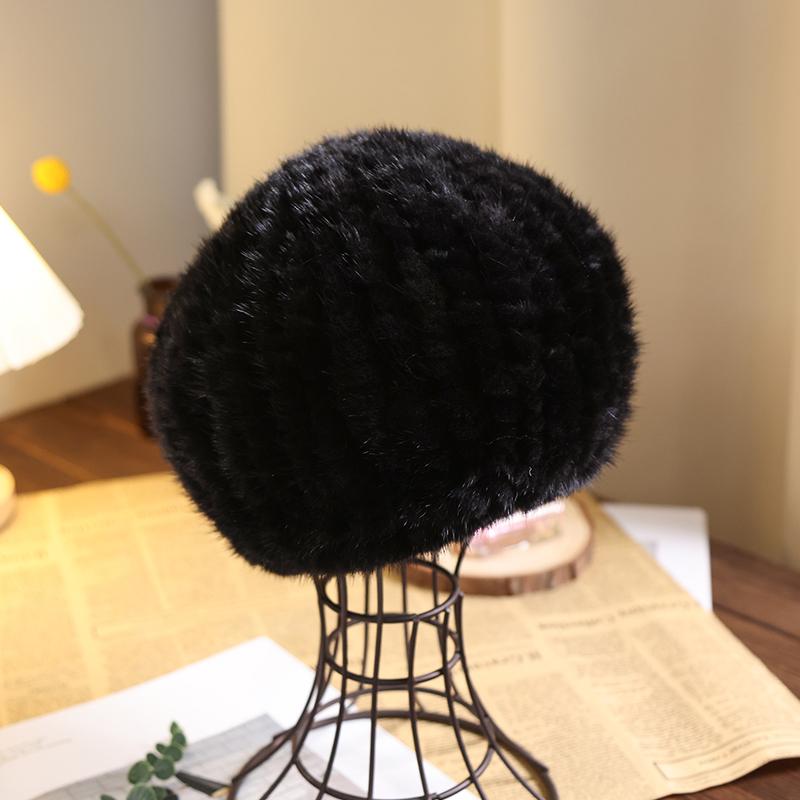 Fur Hat Women Fashionable Warm Keeping Stylish Beret Hat Mink Hair Knitted Mink Fur Hat Winter New Beret