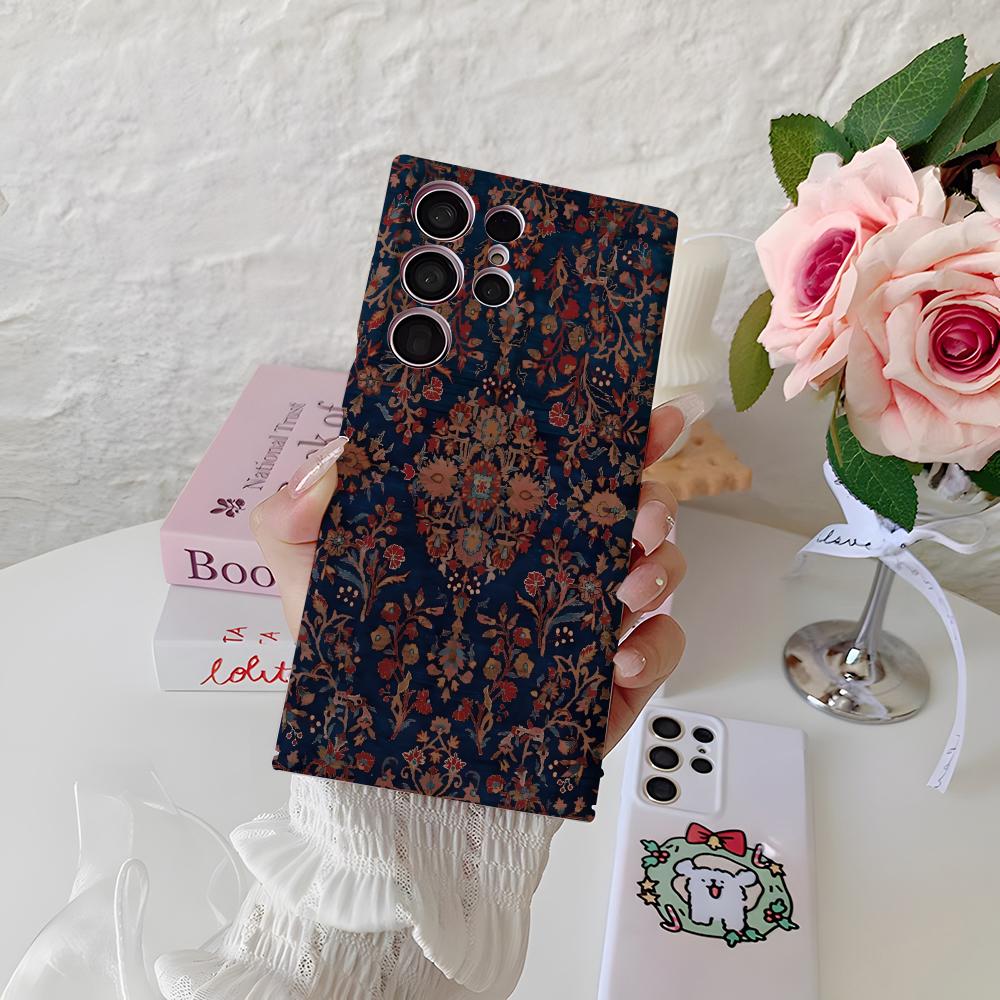 

Vintage Persian Background Phone Case For Samsung S25 Ultra S24 Fe S23 S22 S21 Plus A56 A36 26 A16 Glossy Cover SamsungS24Plus