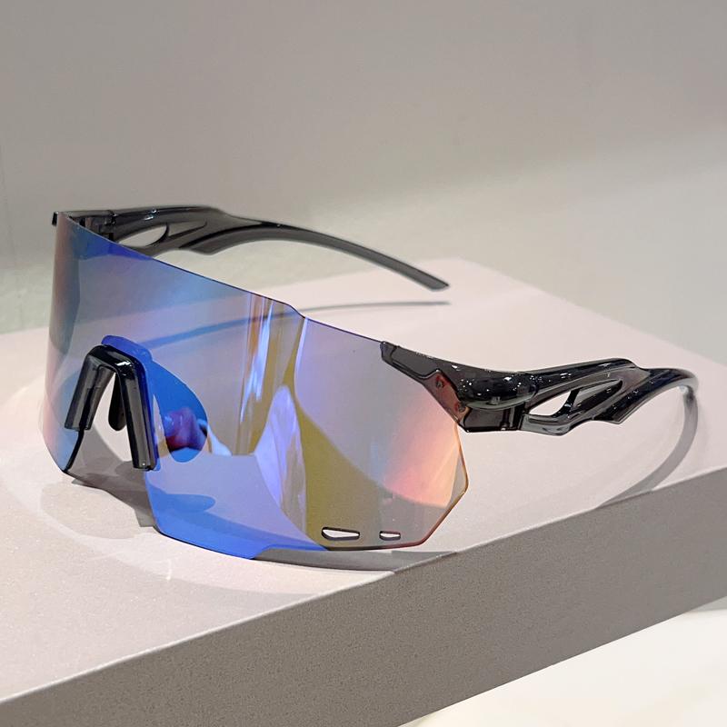 Rimless Oversized Goggle Men New Wrapped Round Mirror Sports Sunglasses Trendy Outdoor Cycling Protective Shades