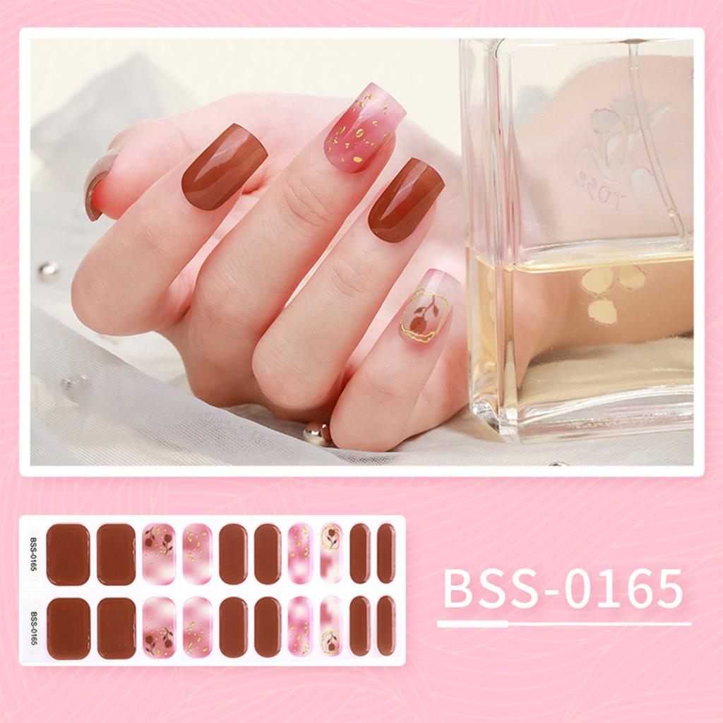 20 Tips Semi-Cured Gel Nail Patch Adhesive Sliders Long Lasting Full Cover Nail Stcikers Gel LED UV Lamp Neede