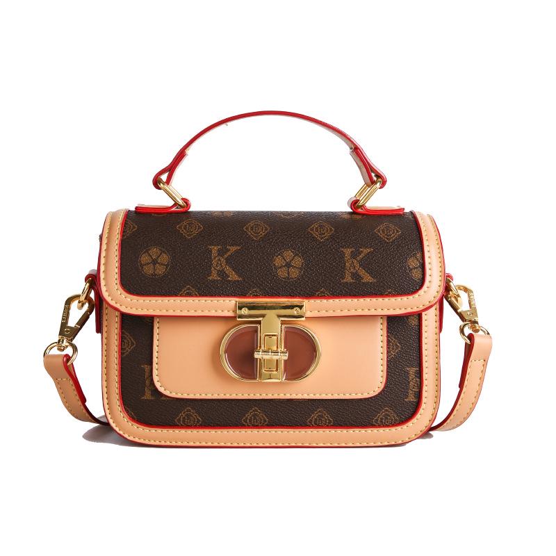 Трендовая винтажная сумка-тоут с монограммой 2025: Маленькая квадратная сумка с широким плечевым ремнем для женщин