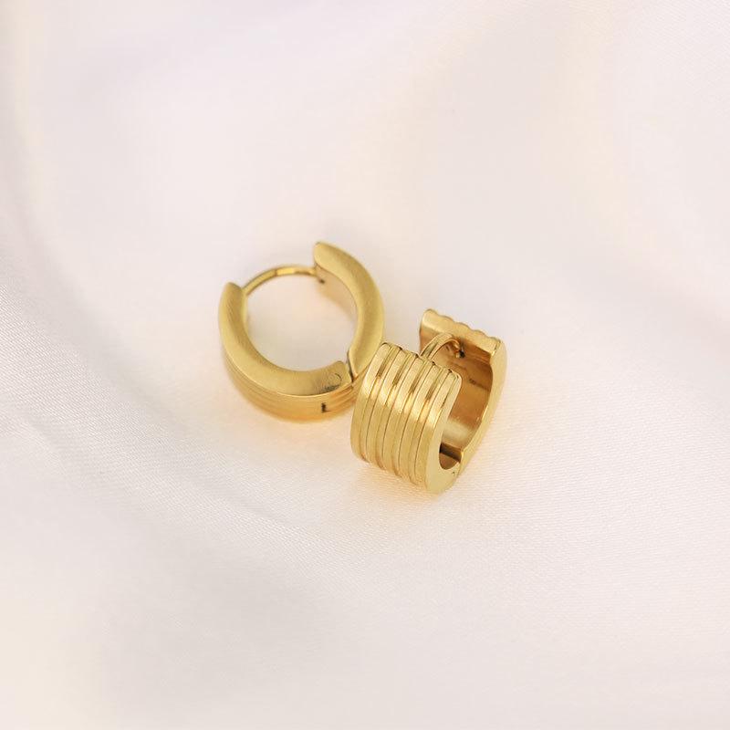Electric Stripe Simple Earrings Premium Sense 18K Titanium Steel Earrings Niche Design Earrings Women