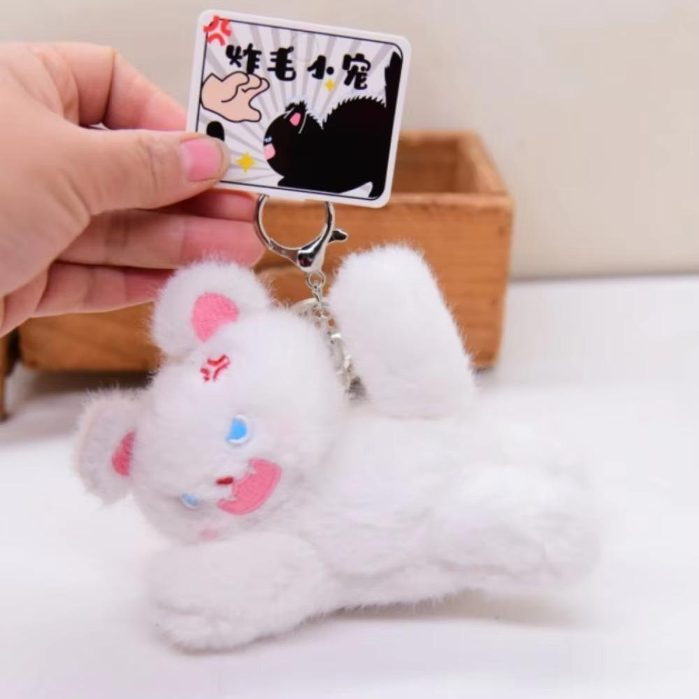Cartoon Design Plush Keychain Lovely Cat Pompom Ball Plush Keyring Pet Doll Cat Plush Doll  Gift