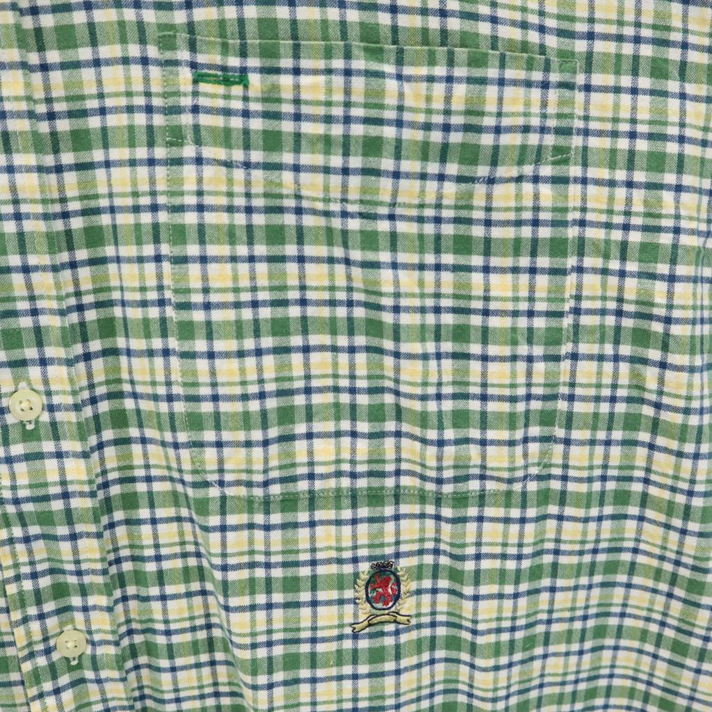 Tommy Hilfiger Check Pattern Long Sleeve Button Down Shirt L Green System Men's Used
