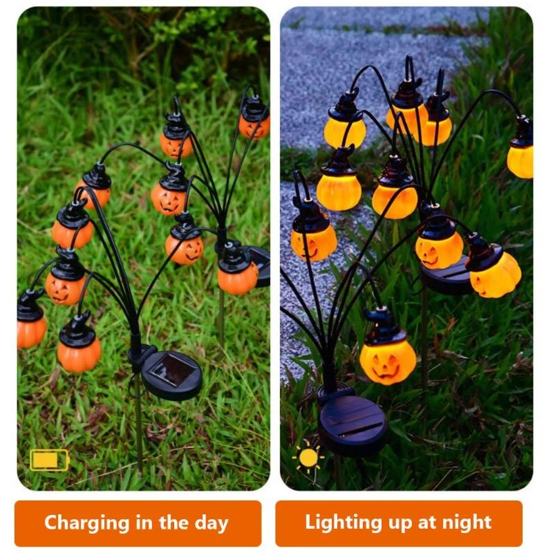 6/8LED Solar Halloween Pumpkin Lantern Solar Decorative Light, Suitable for Halloween Lawn and Courtyard Road Decoration
