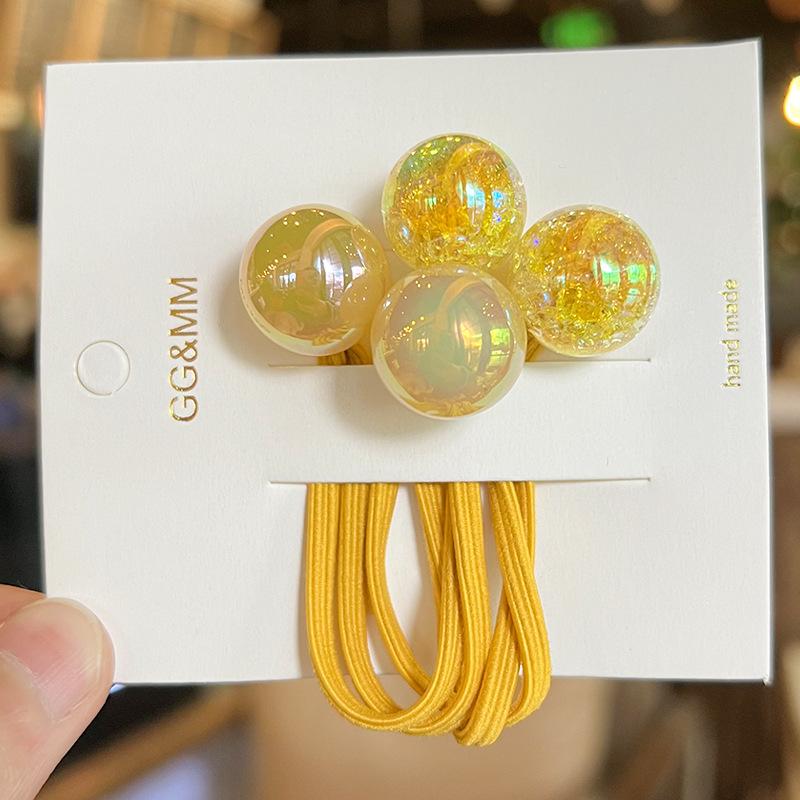 

2 шт. новые милые красочные взрывные бусины принцесса головные уборы детские эластичные резинки для волос детские веревки для волос аксессуары для волос для девочек жёлтый