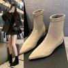 Fashion Rock Shoes Woman Autumn Boots Flat Heel Boots-Women Ladies Ankle Black 2025 Increased Internal Lady Boots Flat Heel Women Shoes