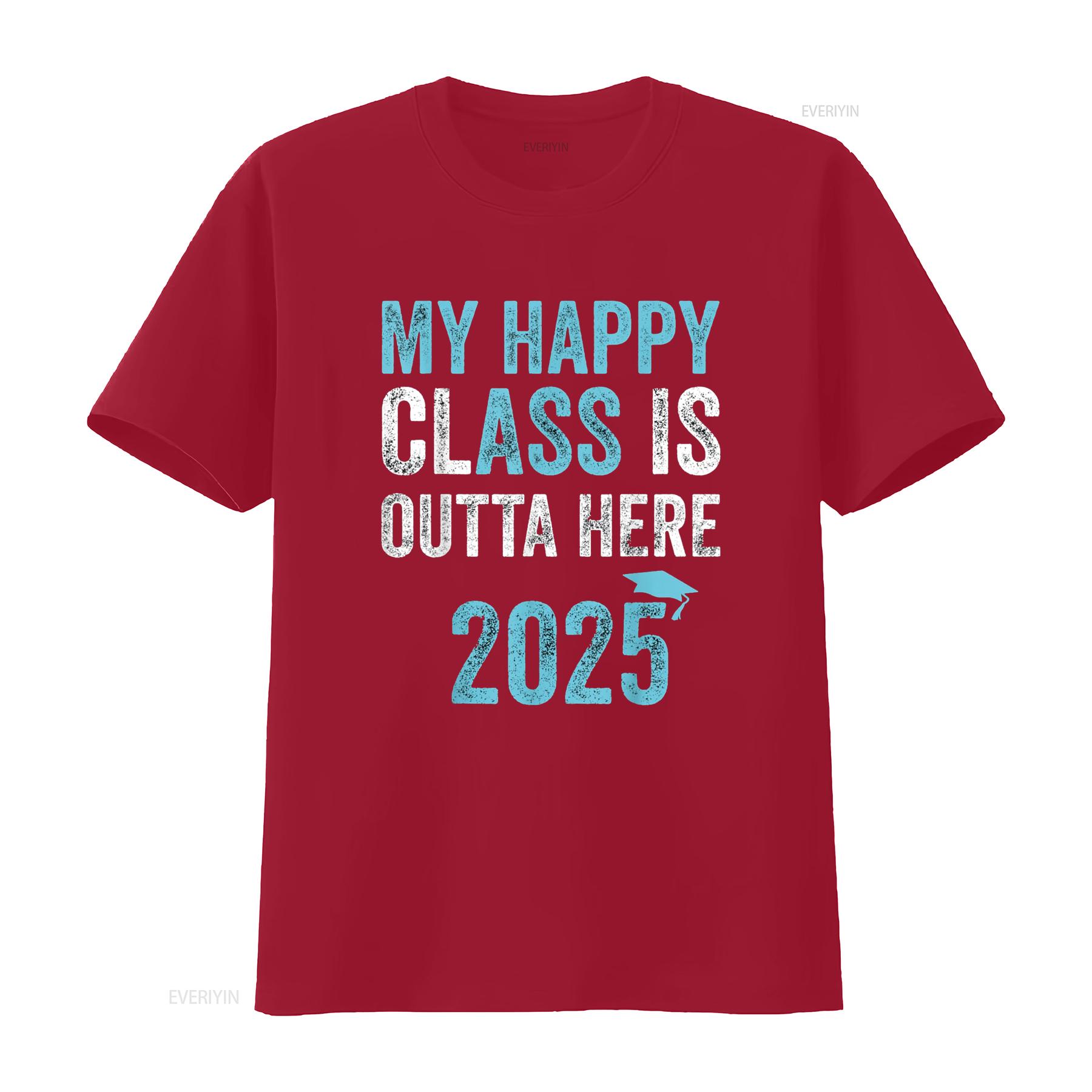 My Happy Class Is Outta Here 2025 Senior Funny Graduation T Shirt vintage Washed designer clothes Unisex fashion Casual graphic S