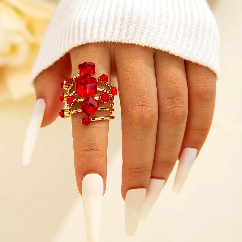 Alloy Personalized Gold Hemming Drip Ring Three-piece Design Spring Ring Ring Set Women