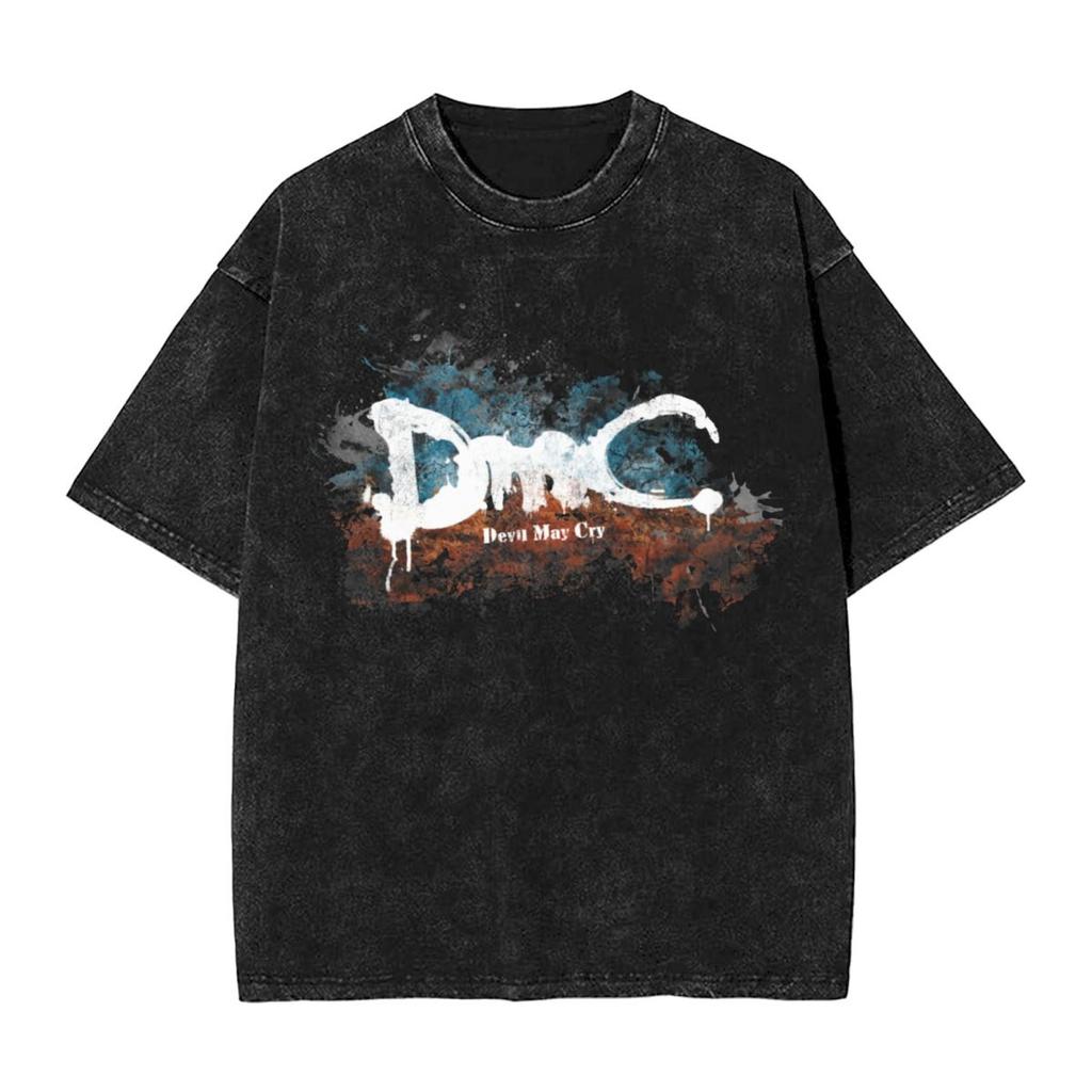 Devil May Cry T Shirt Washed Oversized Streetwear Hip Hop Vintage TShirts for Men Women Clothing Short Sleeve Cotton Tee Shirt