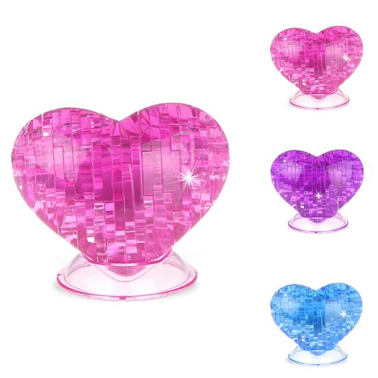 3D Crystal Love Heart Puzzle Jigsaw Model Blocks Gadget Children DIY IQ Toy