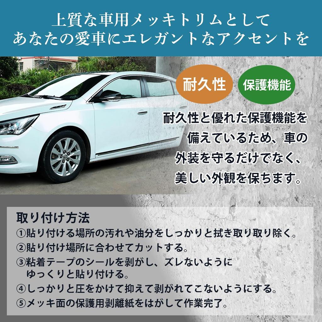 FUKUMIDO Plated Mall for Cars, 16.4 ft (5 m), Car Door Mall Protector, Door