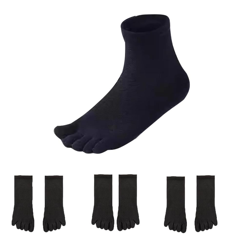 F fasnlido Stylish for and Fall Men's Five-Toe Socks, 3-Pair Set, Long-Lasting, Business-Friendly, Cotton, Moisture-Wicking, Quick-Drying, Breathable,