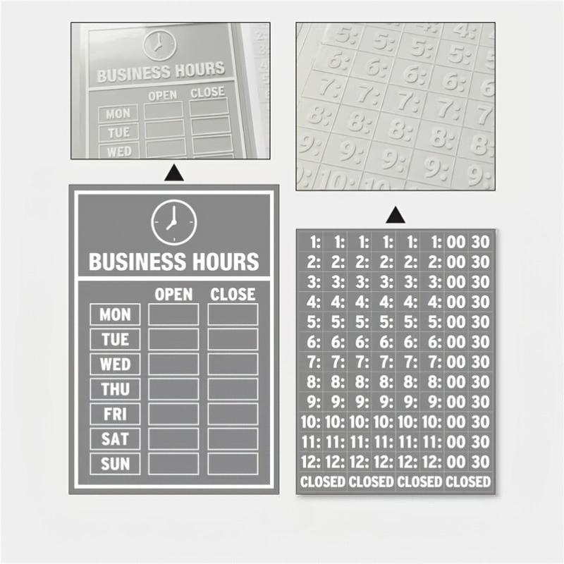 

1Set Business Hours Window Stickers, Transparent UV-Resistant Vinyl Decals, Self-Adhesive Open & Close Time Signs