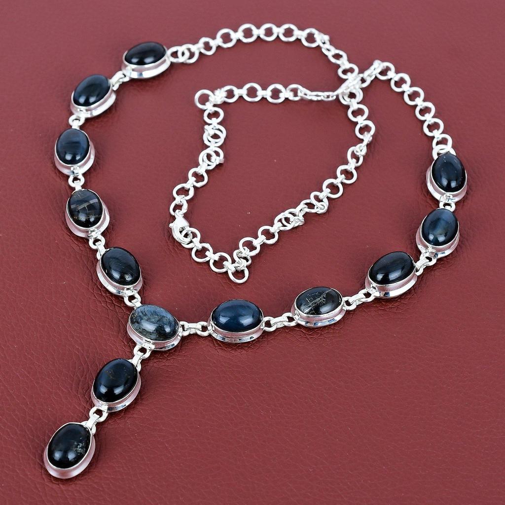 Pietersite Necklace Gemstone Necklace Handmade Jewelry 925 Sterling Silver Adjustable Chain Necklace Natural Pietersite Jewelry Wedding Gift