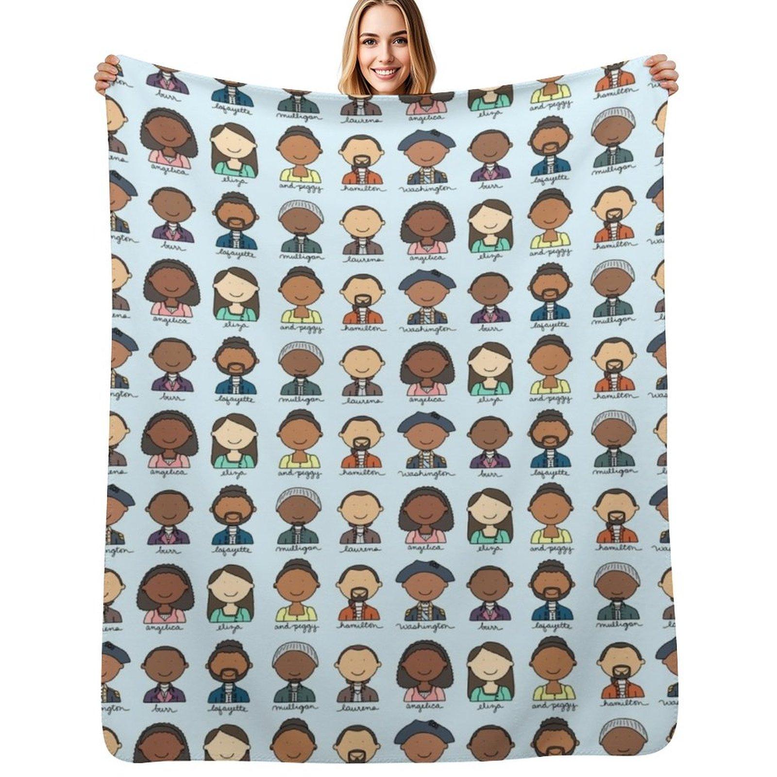 Hamilton Characters Throw Blanket Fluffy Cozy Throw Blanket for Home Decor Size: 75*100cm, Weight: 230 GSM