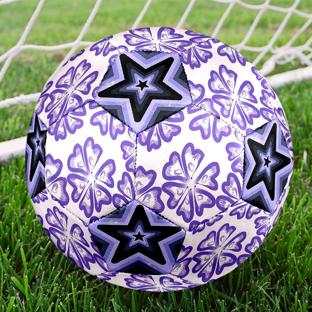 1PC Purple Floral Galactic Star Kaleidoscope Soccer Ball Size 5 Football Machine Sewn Indoor/Outdoor Universal Football A40 Size 5