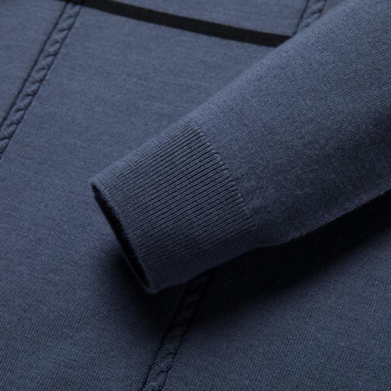 Neuer Wollpullover für Herren aus reiner Wolle, langärmelig, halbhoher Kragen, gestreifter Pullover mit Bodenbildung, Pullover mit Kammgarnmuster, Flut